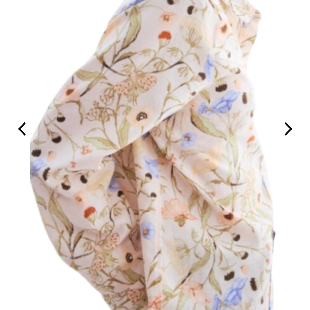H&M Floral Blouse - Cream with Blue and Pink Accents